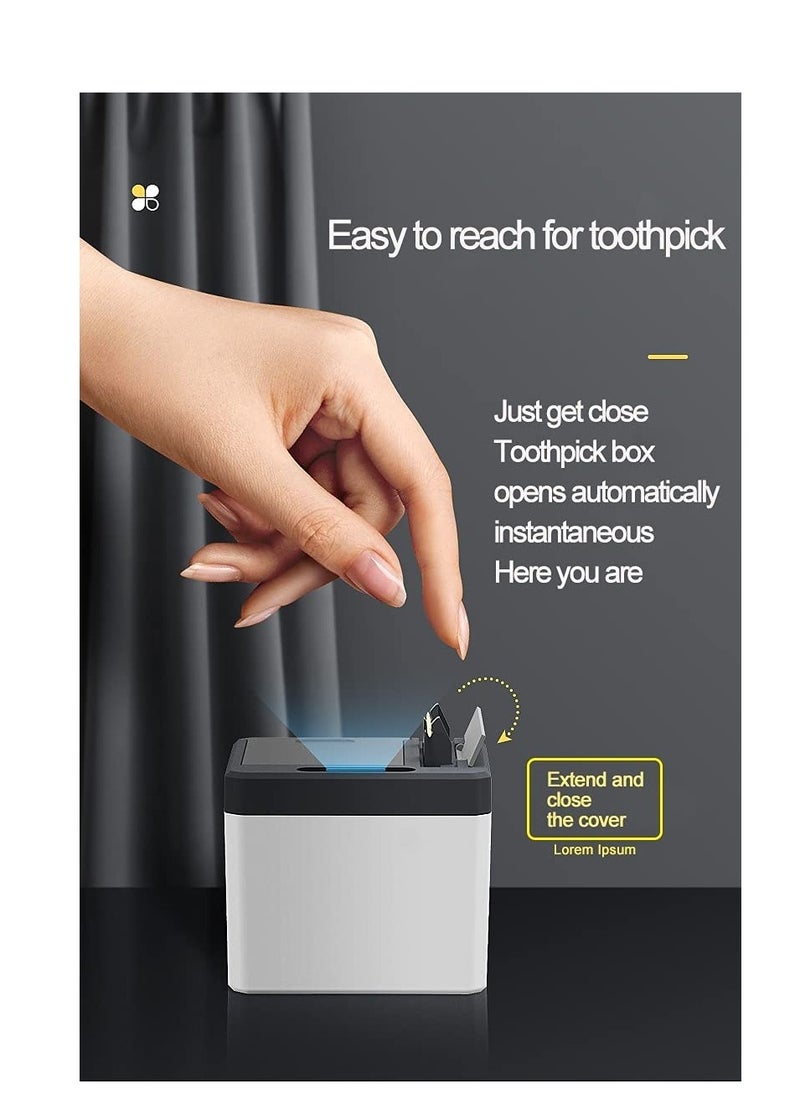 Toothpick Box Intelligent Sensor Toothpick Box 7.6 Ounces Automatic Pop Up Electric Toothpick Holder Toothpick Dispenser Infrared Sensor Toothpick Box Toothpick Storage Box