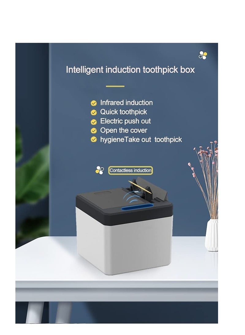 Toothpick Box Intelligent Sensor Toothpick Box 7.6 Ounces Automatic Pop Up Electric Toothpick Holder Toothpick Dispenser Infrared Sensor Toothpick Box Toothpick Storage Box