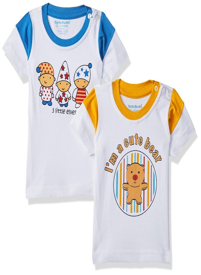 Bumchums Baby Boy's Plain Regular fit T-Shirt (Pack of 2) (RBMTSTRSJ1010000M and Print May Vary 3-6 Months) - Image 1
