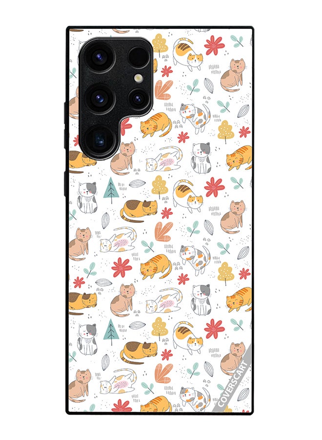 Protective Case Cover For Samsung Galaxy S24 Ultra Chilling Cat Pattern Design Multicolour