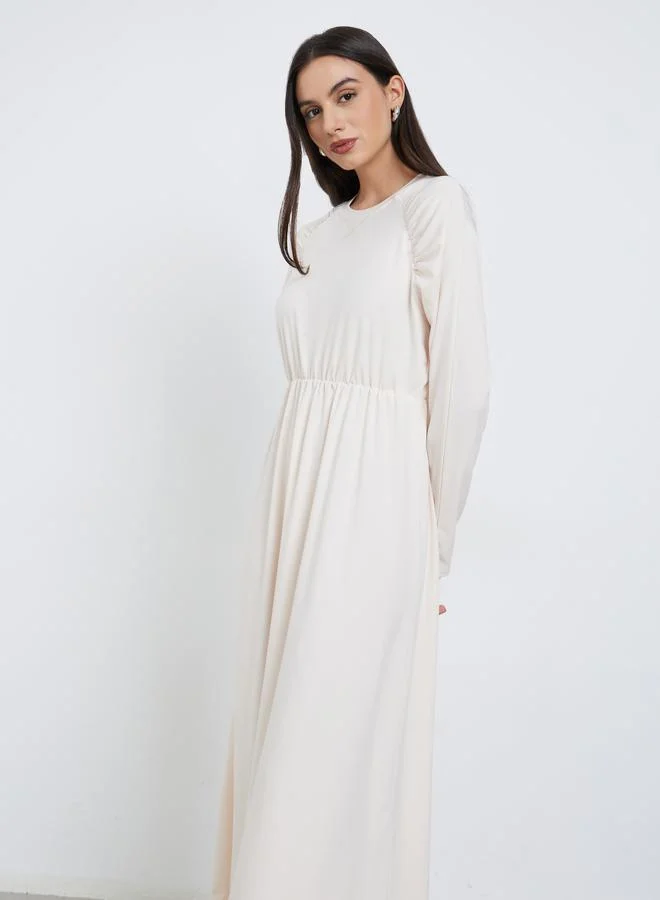 Take Two Take Two Solid Raglan Sleeve Round Neck Midi Dress