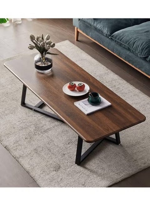 Versatile large rectangular living room coffee table with black metal frame