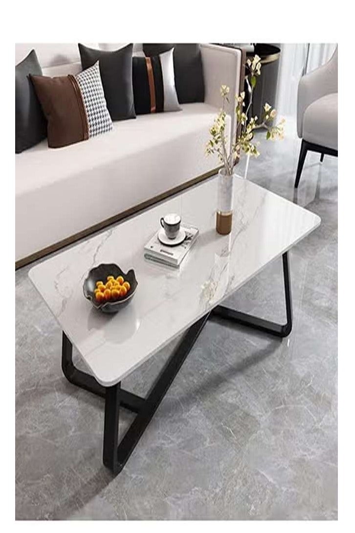 AGD Versatile large rectangular living room coffee table with black metal frame  - Image 1