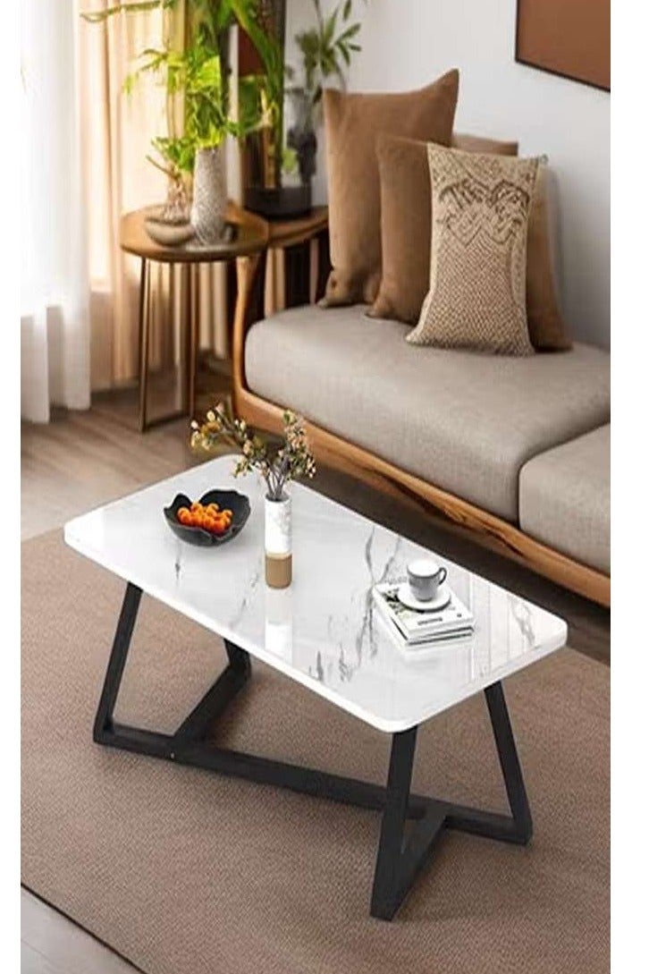 AGD Versatile large rectangular living room coffee table with black metal frame  - Image 2