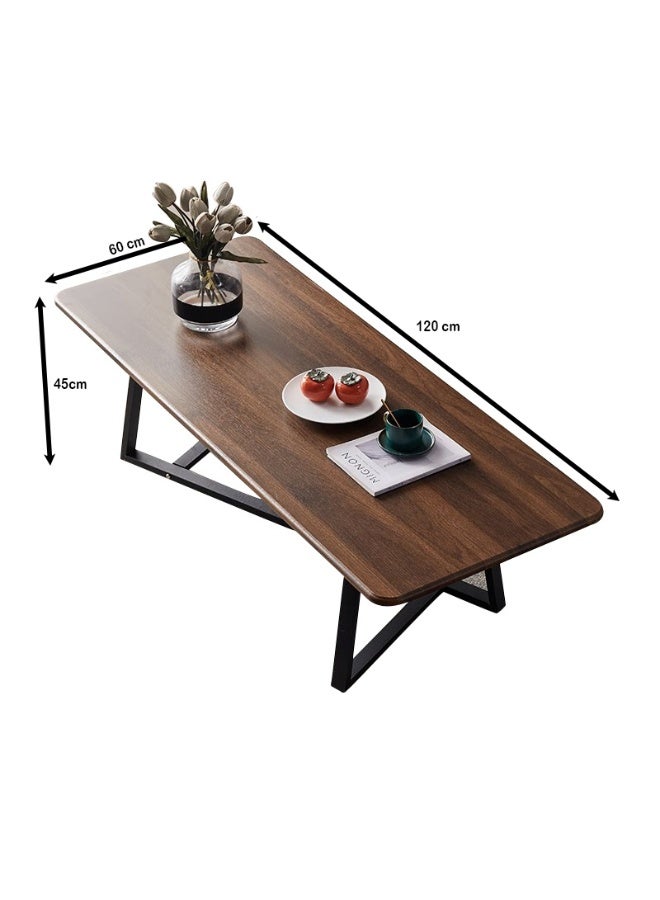 Versatile large rectangular living room coffee table with black metal frame