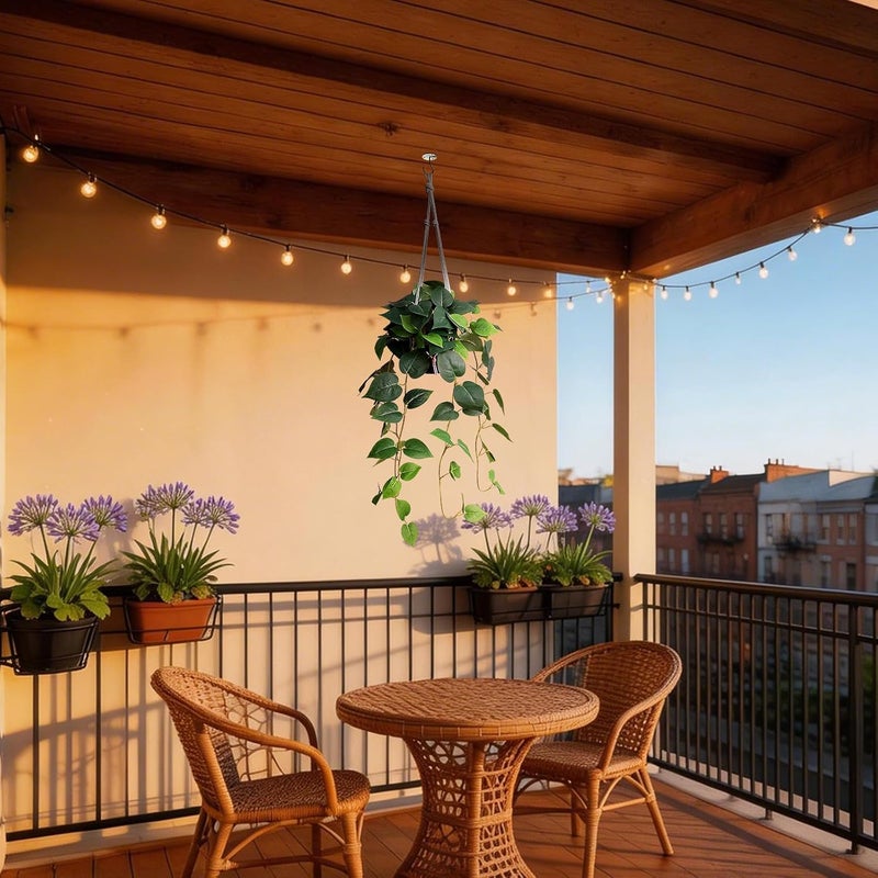 alyptus Fake Hanging Pothos – Realistic Pothos Plant for Indoor & Outdoor Decor, Lush Faux Hanging Plants with Vines for Shelves, Counters, Home & Office Greenery - Green - Image 3