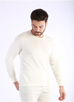 جت فانلة داخلي رجالي صوف كم طويل رقبة راوند -بيج  - Image 2
