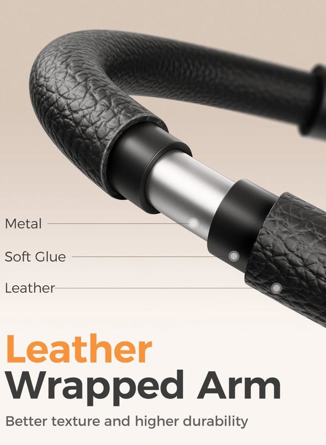 SAIJI Gooseneck Phone Holder for Bed Overall Length 38.6” Flexible Leather Wrapped Arm Overhead Cell Phone Mount Stand with 360° Adjustable Clamp Clip, Compatible with All 4-7” Cellphones (Black) - Image 2