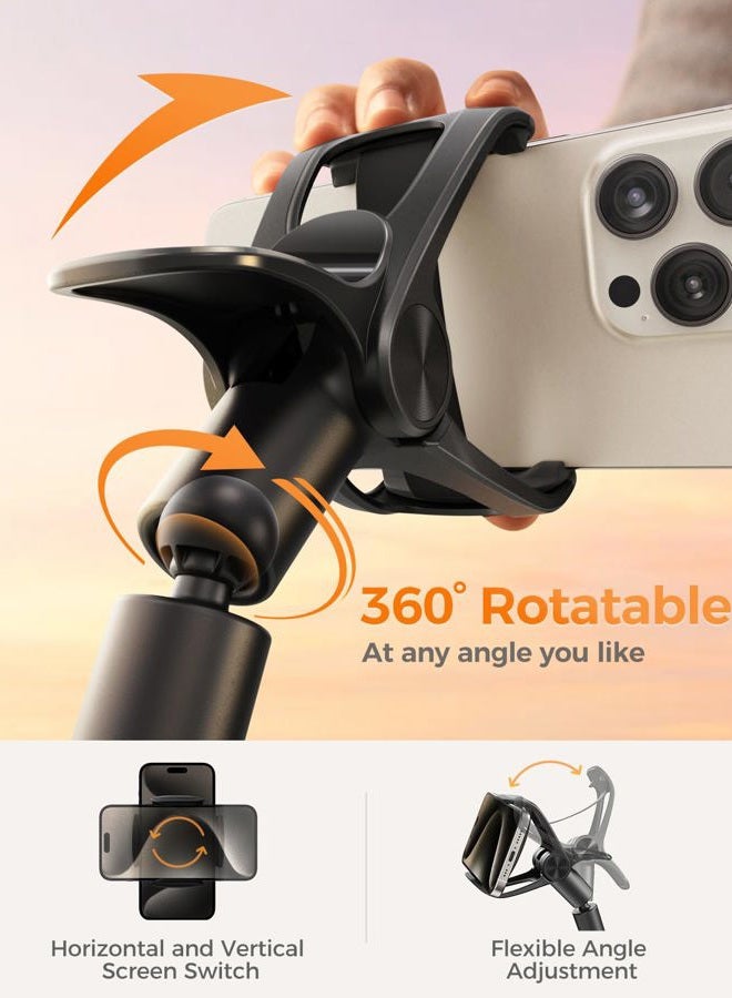 SAIJI Gooseneck Phone Holder for Bed Overall Length 38.6” Flexible Leather Wrapped Arm Overhead Cell Phone Mount Stand with 360° Adjustable Clamp Clip, Compatible with All 4-7” Cellphones (Black) - Image 3