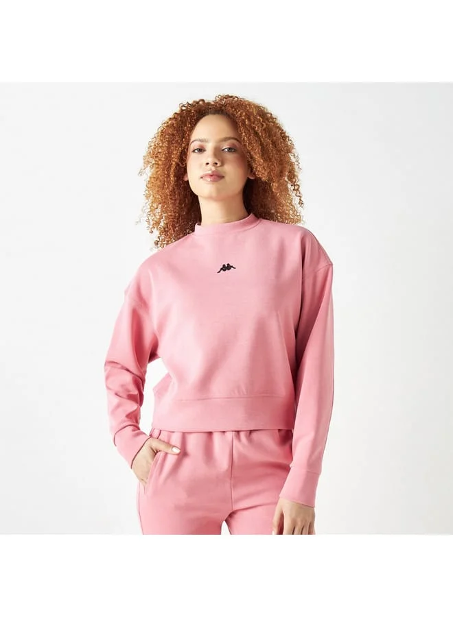 Kappa Kappa Logo Detail Cropped Sweatshirt with Long Sleeves