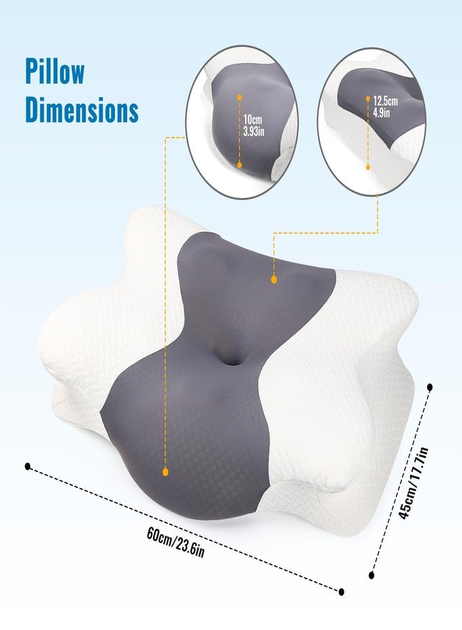 FUBOTRAD Side Sleeper Pillow for Neck Pain Relief - Contoured Cervical Support Pillow for Adults, Ergonomic Pillow with Neck Pain, Back Sleep Training Pillow for Man,Grey - Image 5