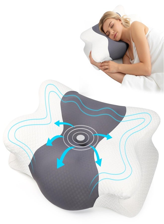 FUBOTRAD Side Sleeper Pillow for Neck Pain Relief - Contoured Cervical Support Pillow for Adults, Ergonomic Pillow with Neck Pain, Back Sleep Training Pillow for Man,Grey - Image 1