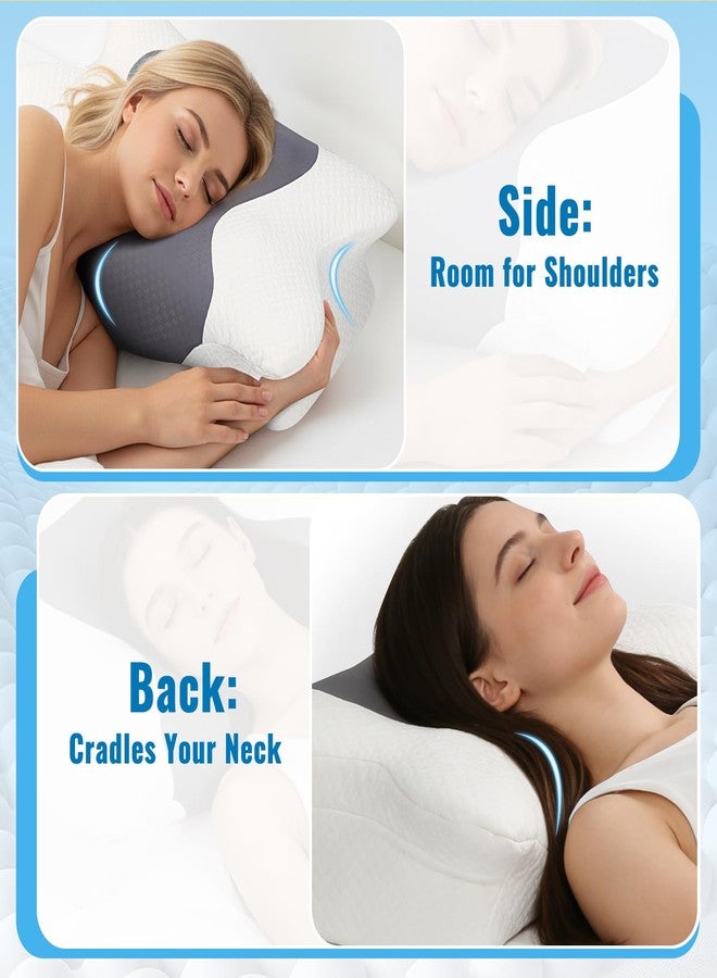 FUBOTRAD Side Sleeper Pillow for Neck Pain Relief - Contoured Cervical Support Pillow for Adults, Ergonomic Pillow with Neck Pain, Back Sleep Training Pillow for Man,Grey - Image 2