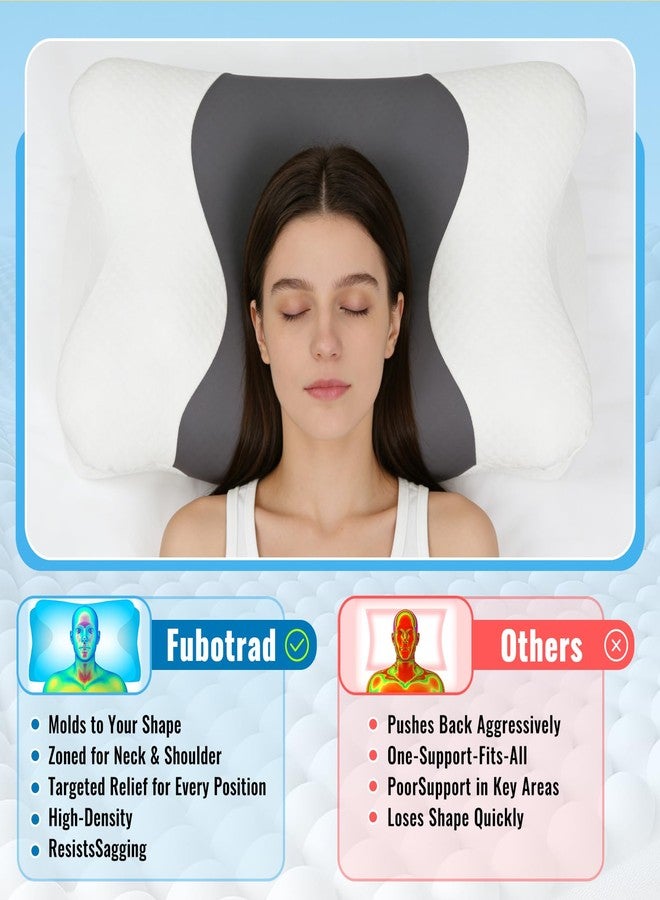 FUBOTRAD Side Sleeper Pillow for Neck Pain Relief - Contoured Cervical Support Pillow for Adults, Ergonomic Pillow with Neck Pain, Back Sleep Training Pillow for Man,Grey - Image 3