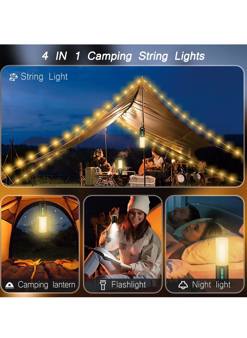 SYOSI - Camping String Lights Multifunctional Camping Atmosphere Light Rechargeable Lantern with String Light 33Ft IP44 Waterproof Camping Lights Portable Flashlight for Camping Hiking Emergency - Image 1