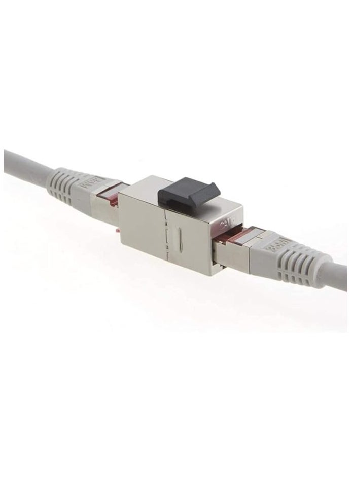 erorex - Ethernet Cat6/Cat5e Keystone Coupler, STP Shielded RJ45 Network Cable Female to Female Insert Inline Coupler Extender/Extension Joiner Jack - Silver (PACK OF 10) - Image 1