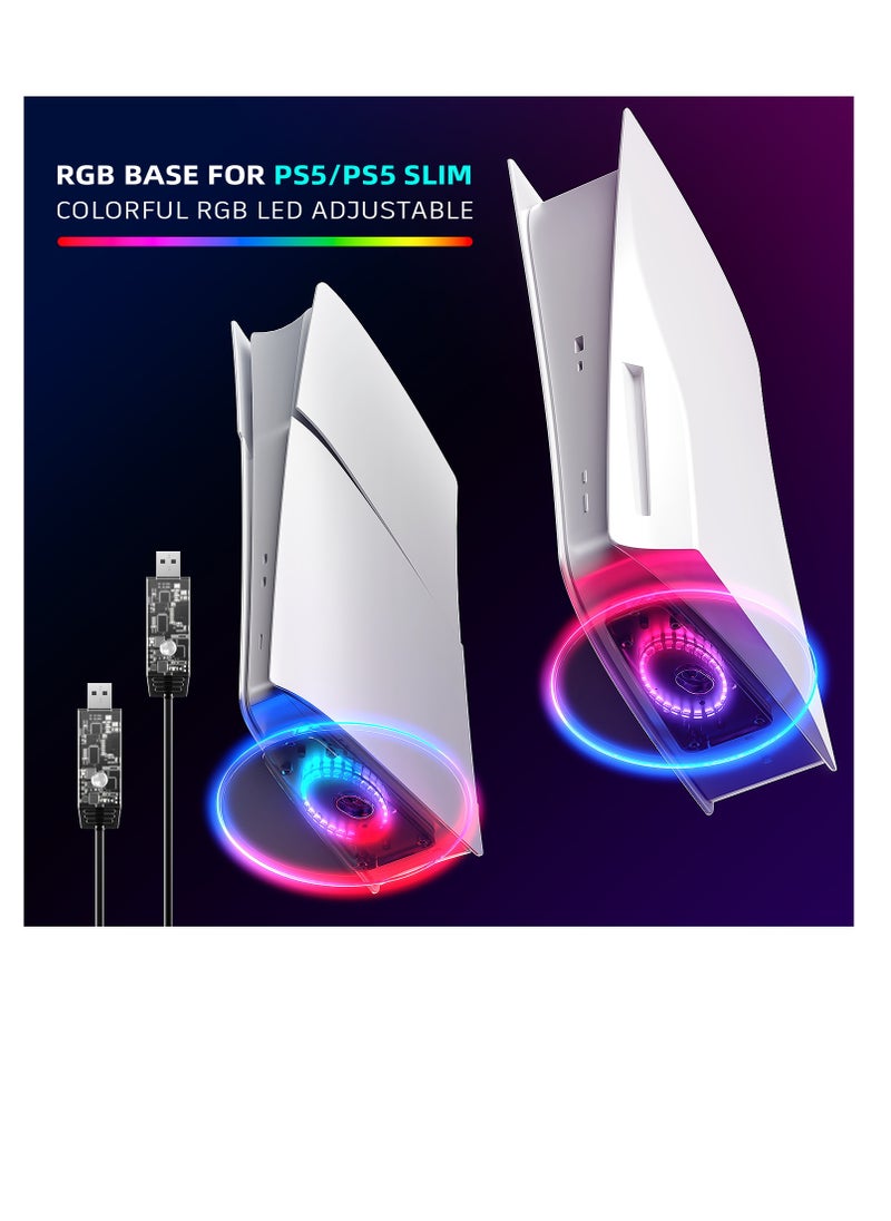 يوكا قاعدة عمودية RGB لجهاز PS5 و PS5 Slim، قاعدة لجهاز PS5 PRO/PS5/PS5 Slim مع أضواء قابلة للتعديل، محطة عمودية مع مسمار وكابل USB للإصدار الرقمي/القرص  - Image 5
