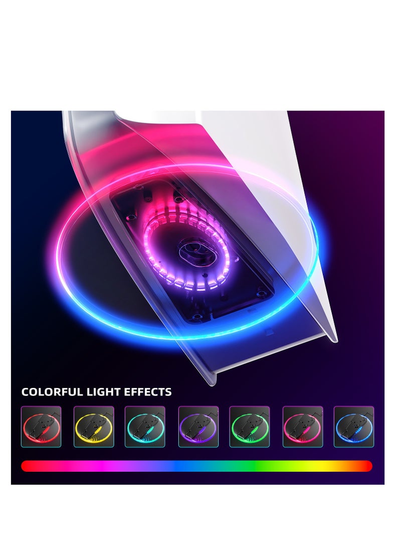 يوكا قاعدة عمودية RGB لجهاز PS5 و PS5 Slim، قاعدة لجهاز PS5 PRO/PS5/PS5 Slim مع أضواء قابلة للتعديل، محطة عمودية مع مسمار وكابل USB للإصدار الرقمي/القرص  - Image 1