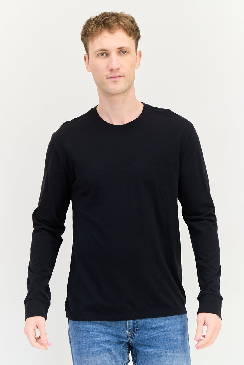 Allbirds Men Crew Neck Solid Long Sleeve T-Shirt, Black - Image 1