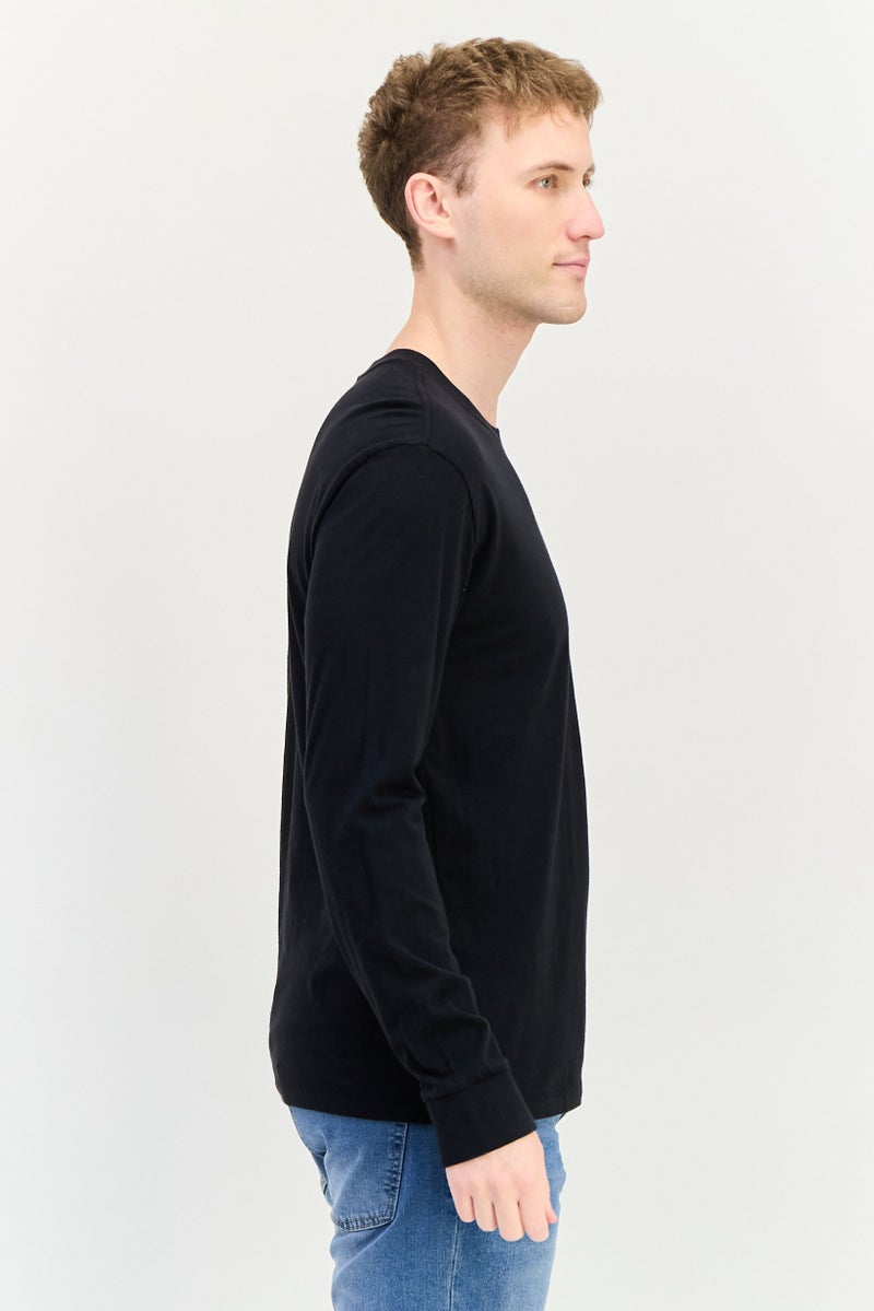 Allbirds Men Crew Neck Solid Long Sleeve T-Shirt, Black - Image 4