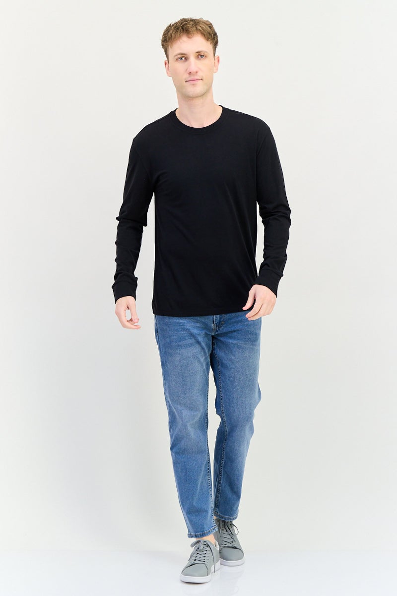 Allbirds Men Crew Neck Solid Long Sleeve T-Shirt, Black - Image 3