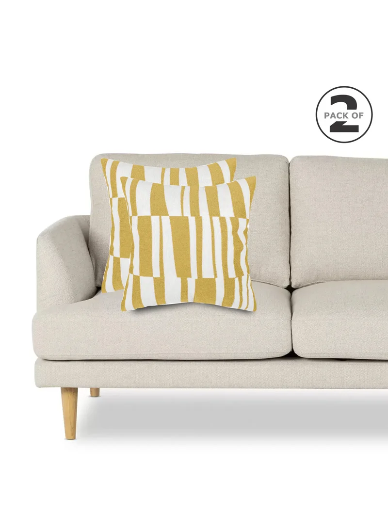 Donetella 2 Piece Embroidered Cushion Cover (45X45cm) Without filler Yellow