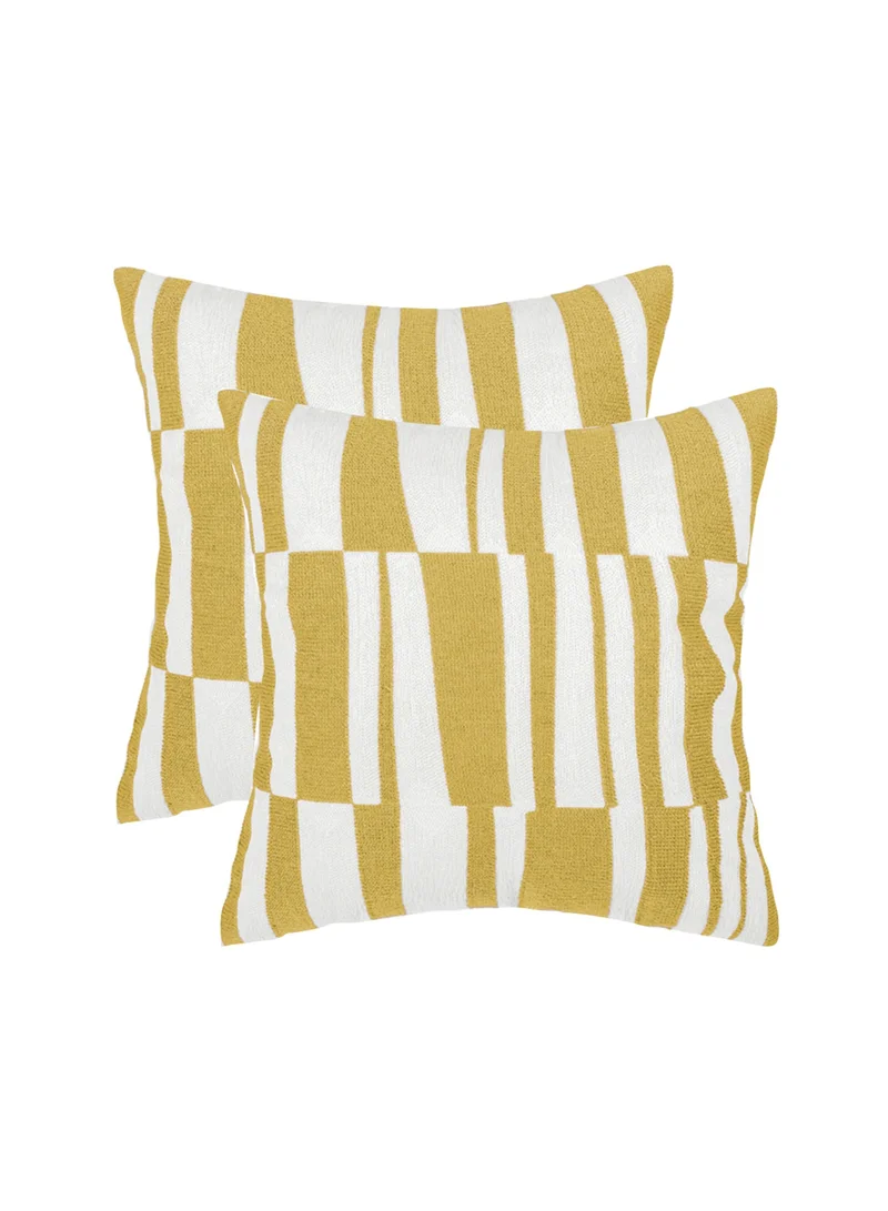 Donetella 2 Piece Embroidered Cushion Cover (45X45cm) Without filler Yellow