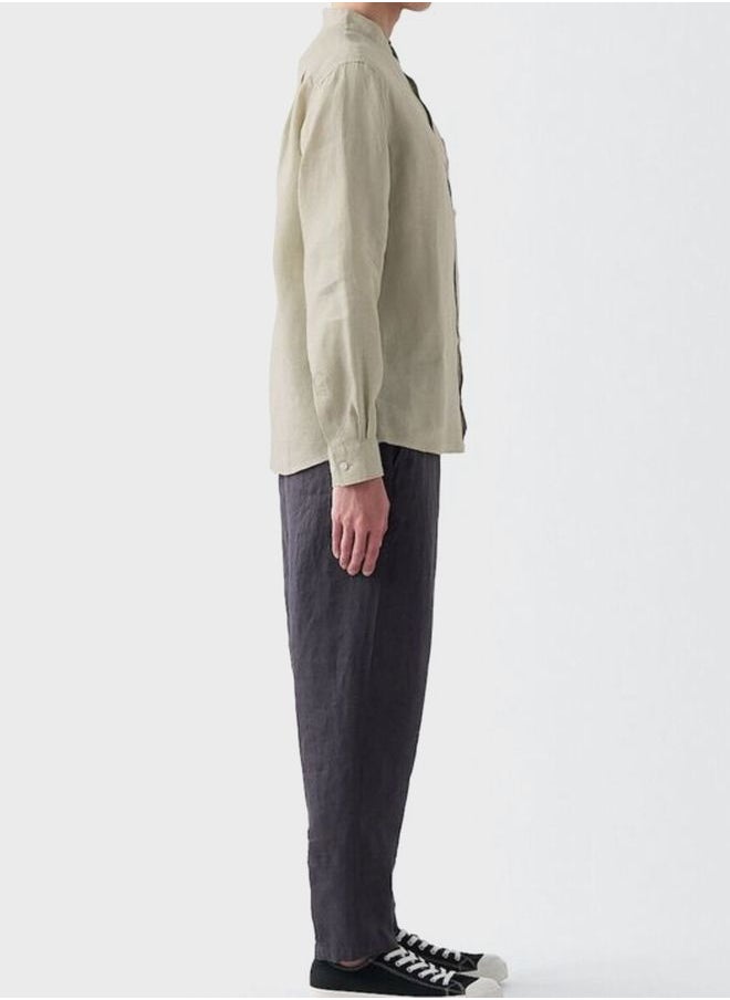 MUJI French Linen Washed Stand Collar Shirt  - Image 3