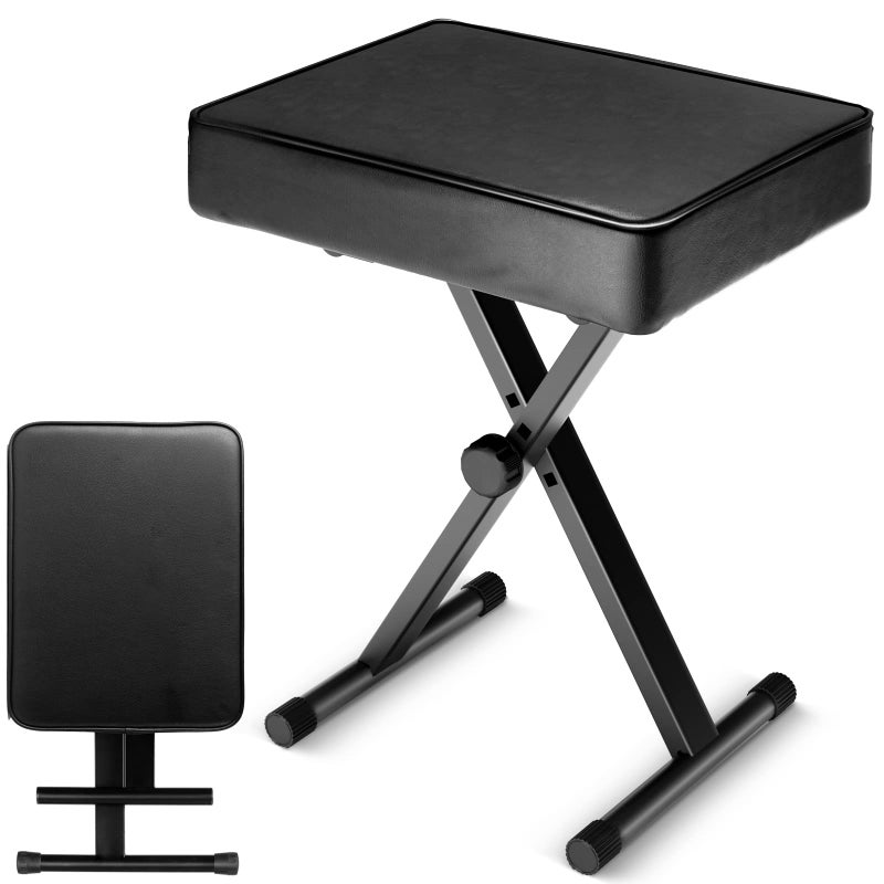 CAHAYA Keyboard Bench XStyle 35in Thick Padded Cushion Piano Bench Adjustable Height Keyboard Stool Chair Seat for Electronic Digital Keyboards Pianos CY0296