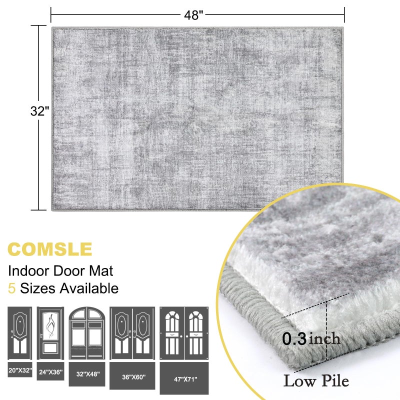 COMSLE Door Mat, Front Door Mat Indoor for Entrance Faux Wool Absorbent Non Slip Modern Throw Rug for Entryway Hallway Muddy Paws - Pet Friendly, 32x48 Inches,Grey Machine Washable - Image 2