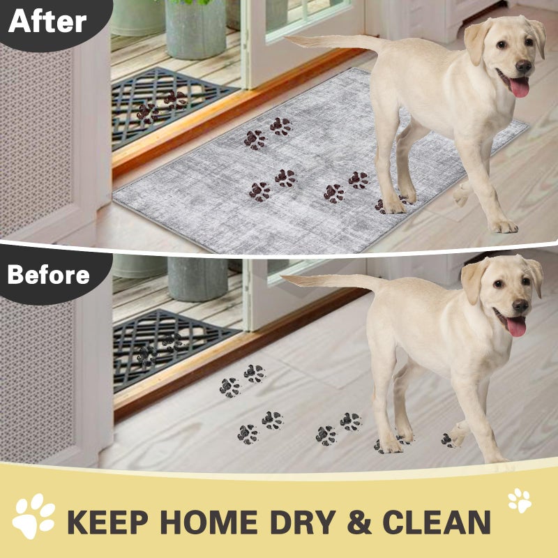COMSLE Door Mat, Front Door Mat Indoor for Entrance Faux Wool Absorbent Non Slip Modern Throw Rug for Entryway Hallway Muddy Paws - Pet Friendly, 32x48 Inches,Grey Machine Washable - Image 5