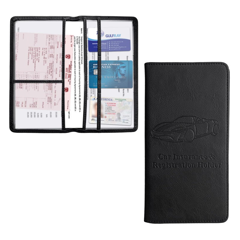 Kewucn Car Registration and Insurance Holder Leather Auto Glove Box Organizer with Magnetic Shut Vehicle Compartment Accessories Case for Cards Driver License Essential Documents - Image 3