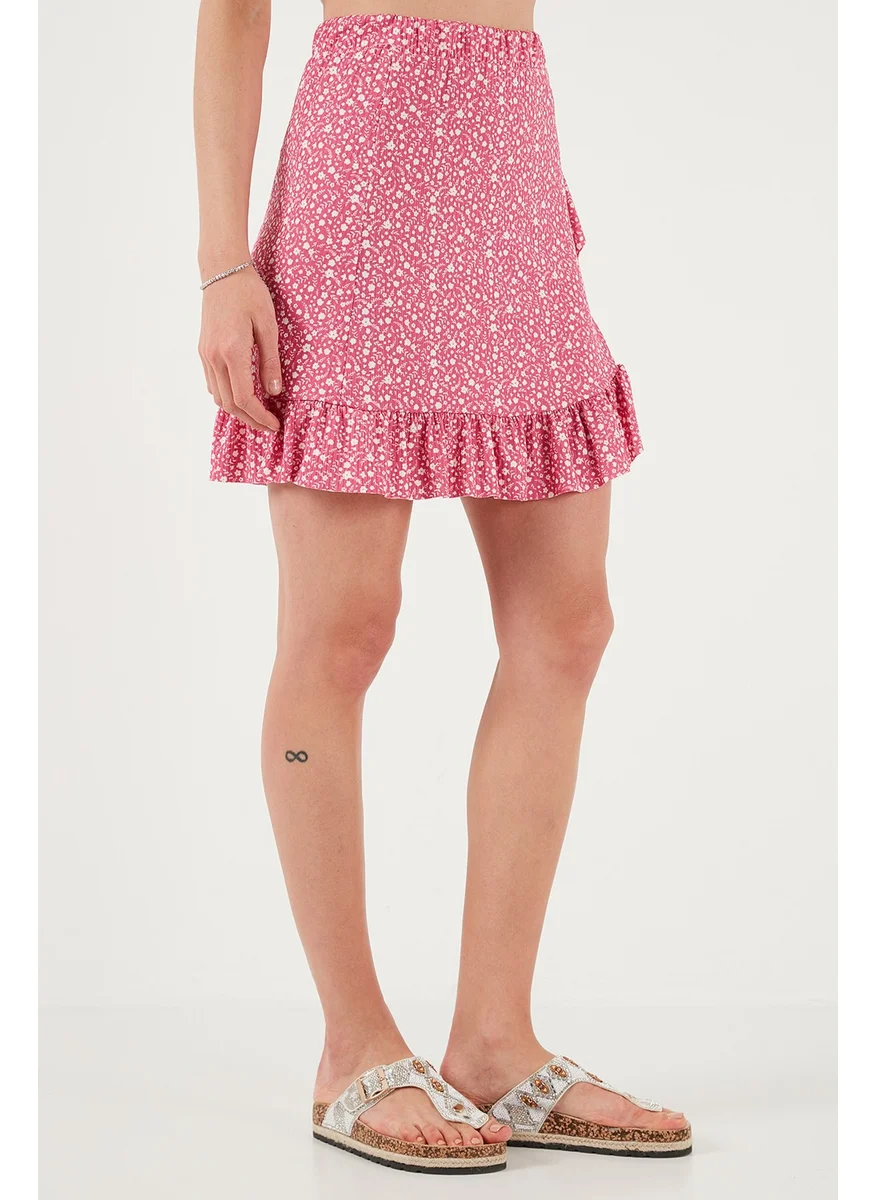 Lela Patterned Flounce High Waist Slim Cut Skirt Women's SKIRT 5864152