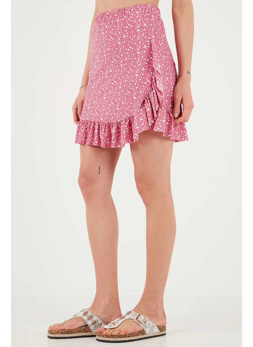 Lela Patterned Flounce High Waist Slim Cut Skirt Women's SKIRT 5864152