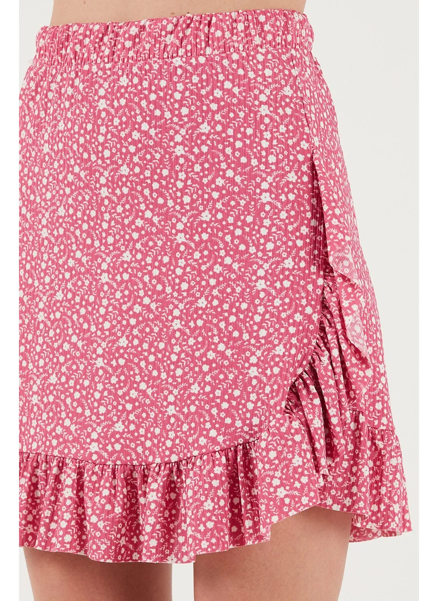 Lela Patterned Flounce High Waist Slim Cut Skirt Women's SKIRT 5864152
