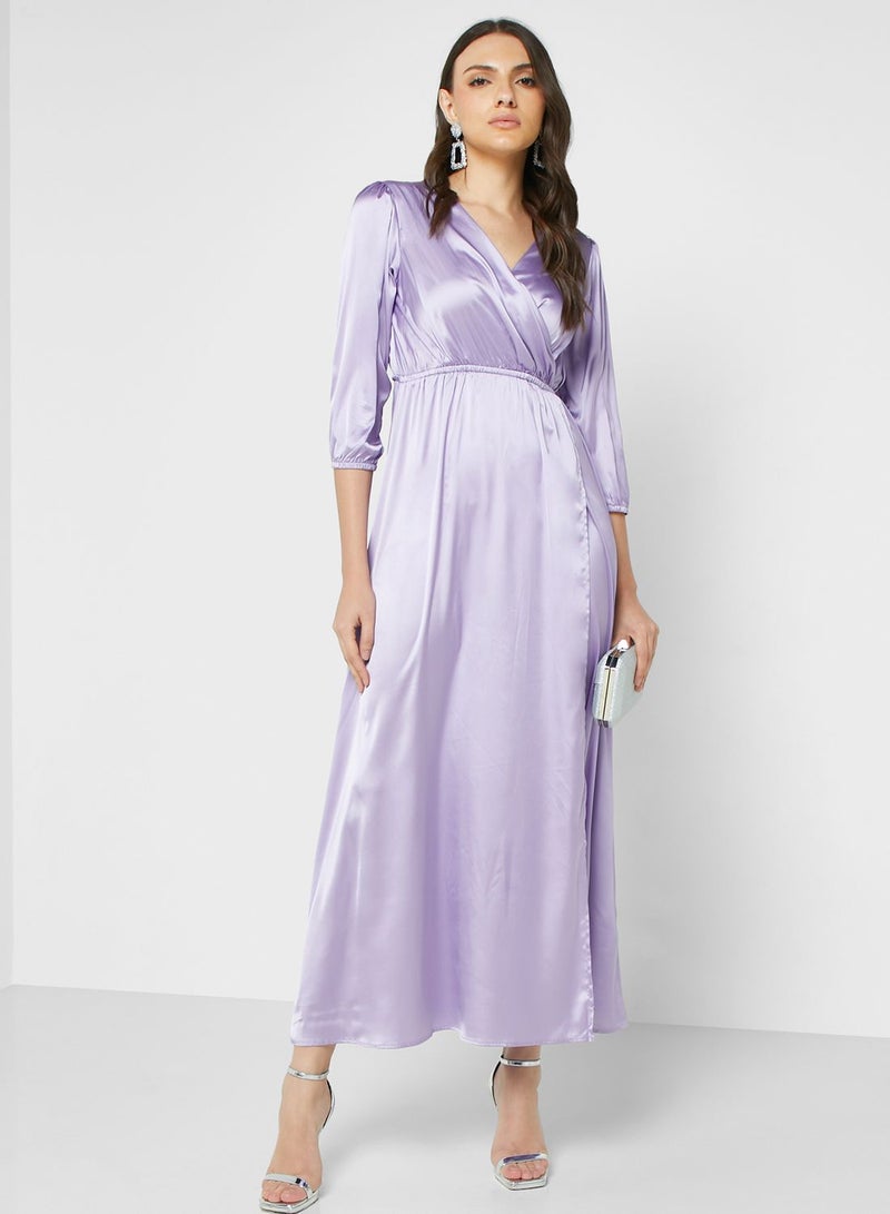 ELLA Satin Wrap Maxi Dress  - Image 1
