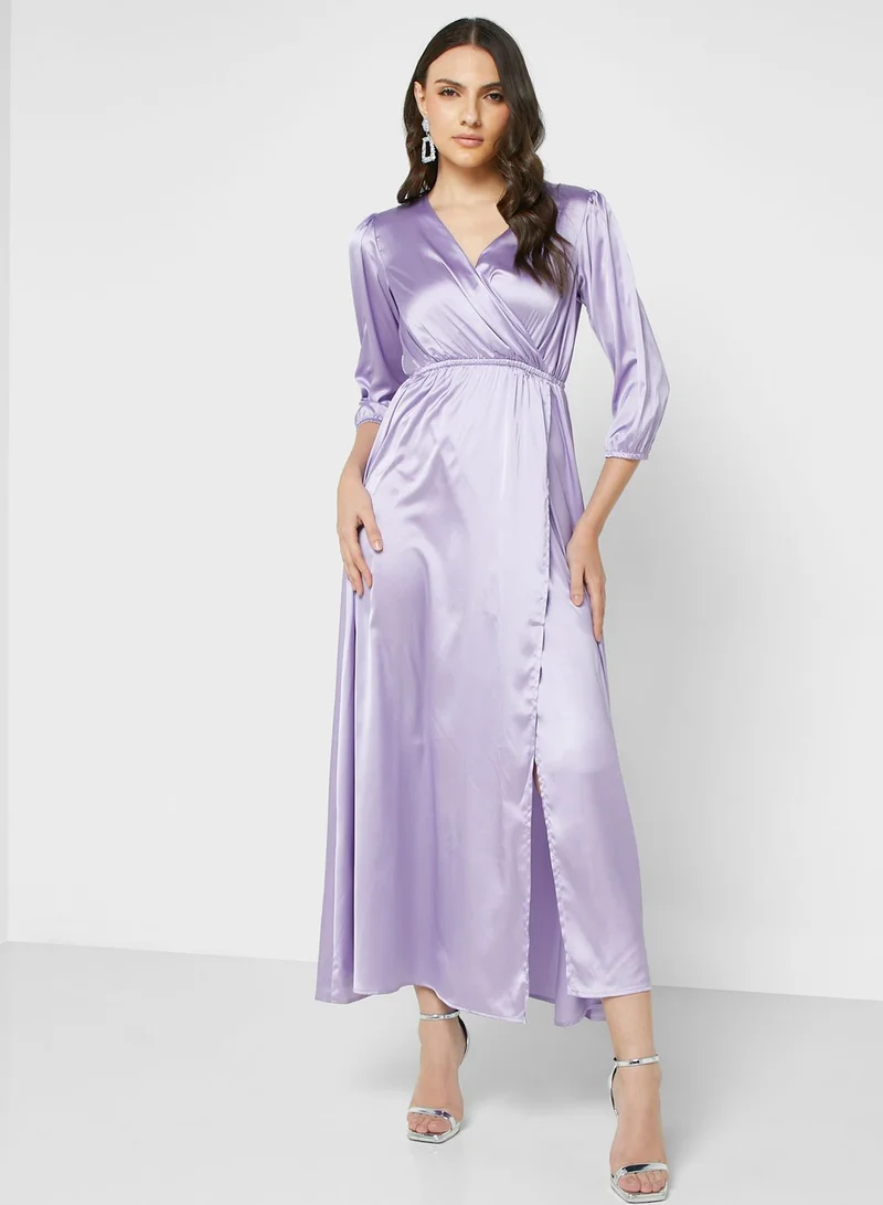 ELLA Satin Wrap Maxi Dress