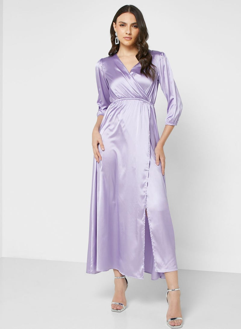 ELLA Satin Wrap Maxi Dress  - Image 4