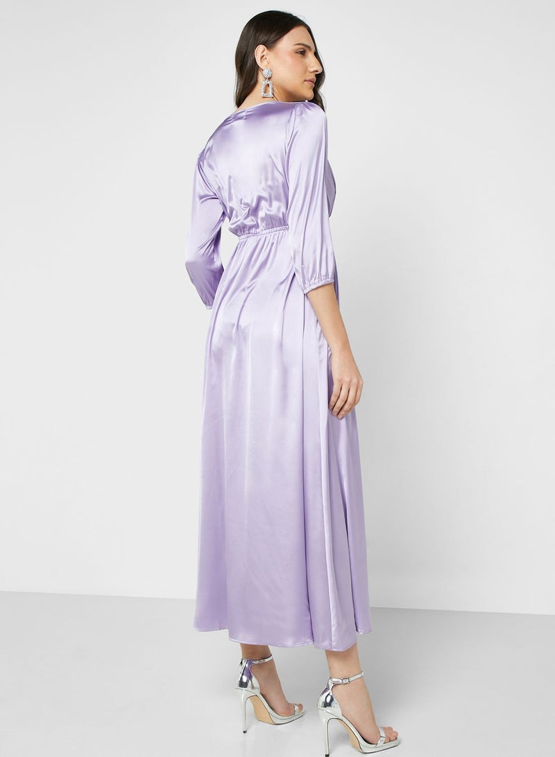 ELLA Satin Wrap Maxi Dress  - Image 2