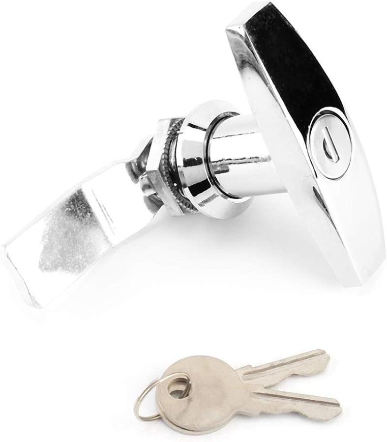 Silver T Handle Lock With Keys For Toolbox Garage Door Trailer Canopy Rear Fixing - Image 2