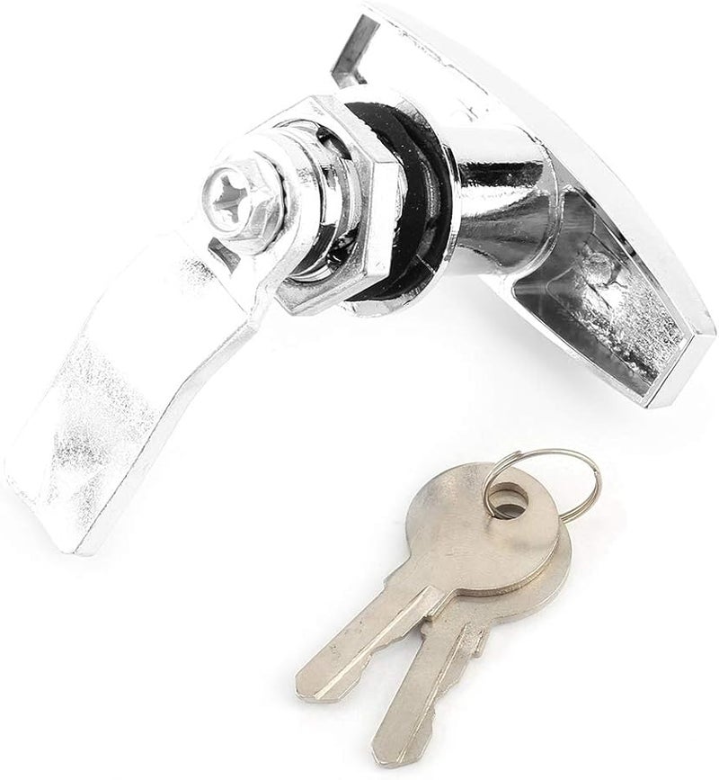 Silver T Handle Lock With Keys For Toolbox Garage Door Trailer Canopy Rear Fixing - Image 3