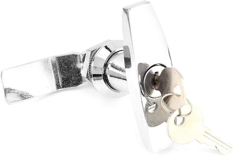 Silver T Handle Lock With Keys For Toolbox Garage Door Trailer Canopy Rear Fixing - Image 4