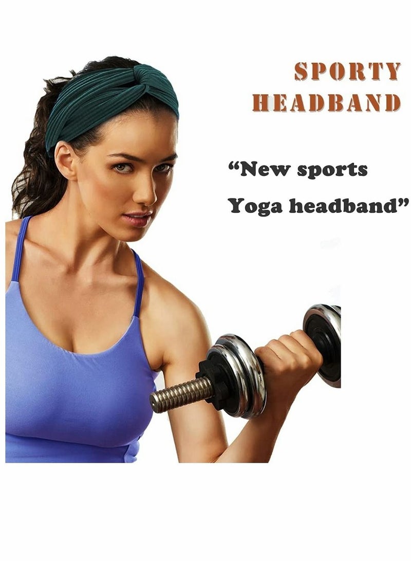 إسكدنيا Headbands, Boho Headbands Women Elastic Headband, Criss Cross Turban Solid Color Vintage Hair Accessories for Everyday Sport Fitness - Image 5