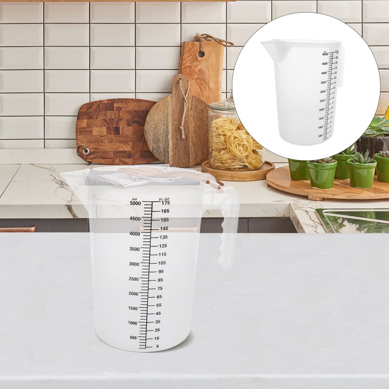 Measuring Cup with Lid: 5L Large Capacity Food Grade Transparent Accurate Scale for Commercial Use Tea Shops and - Image 1