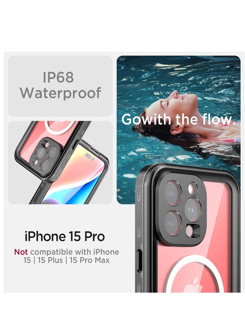 Y&D Compatible for iPhone 15 Pro Waterproof Case, Magsafe Case Built-in Screen Protector Mililtary Dropproof Dustproof Shockproof Rugged Cover Pro, Gray - Image 2