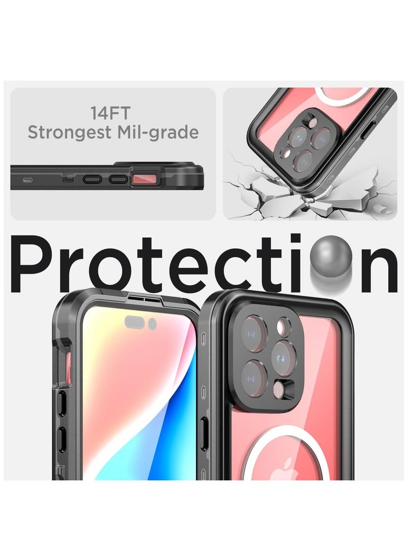 Y&D Compatible for iPhone 15 Pro Waterproof Case, Magsafe Case Built-in Screen Protector Mililtary Dropproof Dustproof Shockproof Rugged Cover Pro, Gray - Image 4