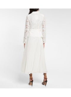 Madam Uniq Chic Lace Embellished Midi Pleated Dress with Sweetheart Neckline - Unique Elegant Design  - Image 2