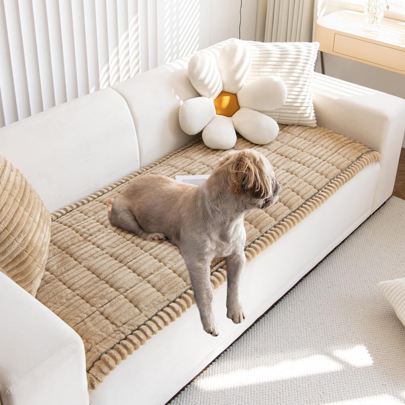 Gumfolk Pet Couch Covers for Sofa Slipcovers Couch Protector for Dogs Washable Cushion Cover, Sofa Pad Blanket Furniture, Brown, 27in*47in - Image 1