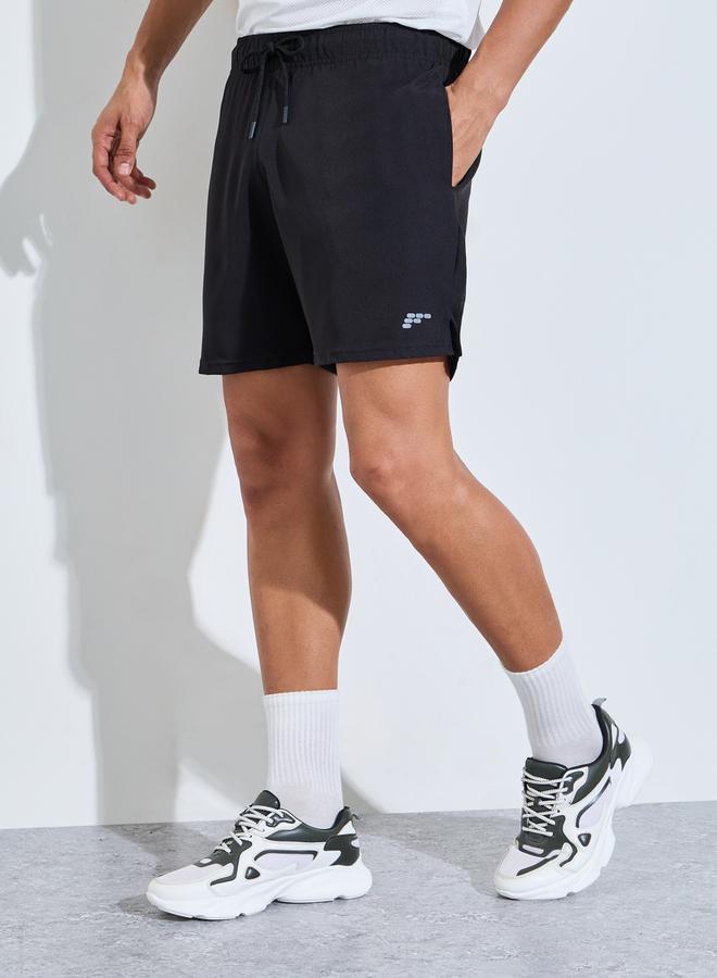 Styli Men Black Running Shorts with Side Slit - Image 1