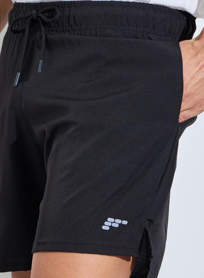 Styli Men Black Running Shorts with Side Slit - Image 3